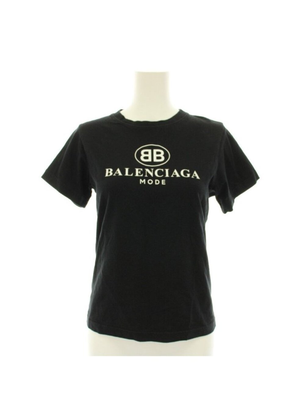 Balenciaga T-Shirt Crew Neck Short Sleeve Logo Print Black White S